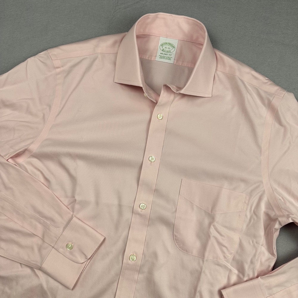 Brooks Brothers Milano Fit Non-Iron Supima Cotton Pink Dress Shirt 15-33 NEW